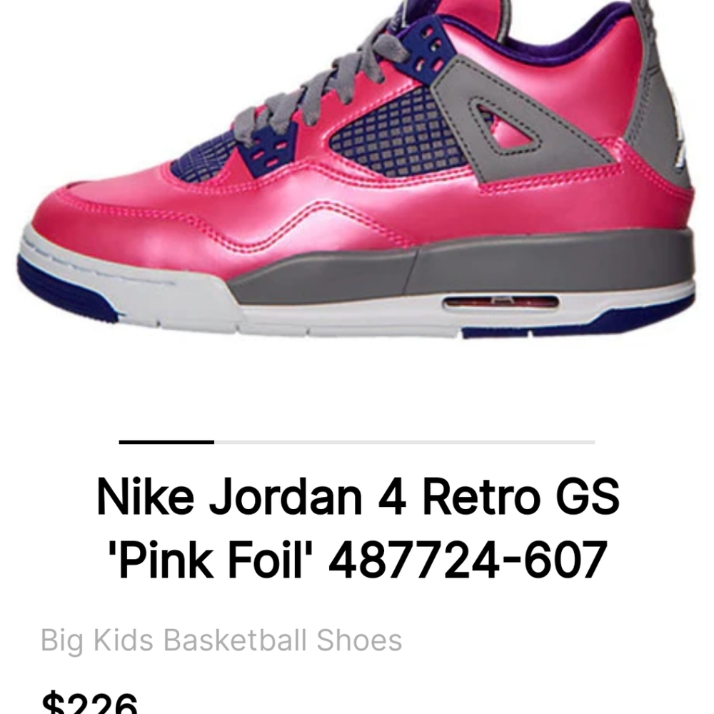 Retro Jordan's sz 7y worn once indoors pink and purple